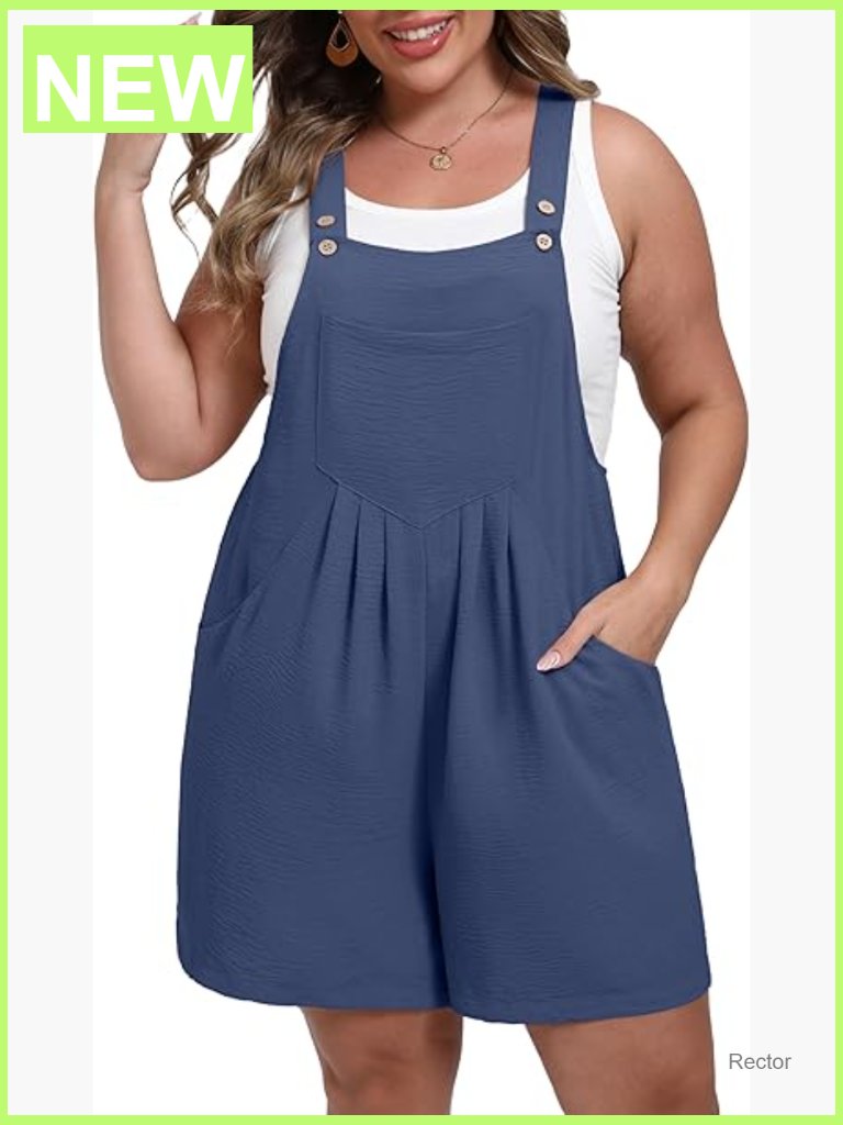 Plus Size Wide Leg Romper Jumpsuit Overalls With Pockets